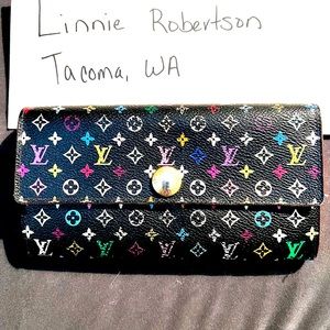Louis Vuitton Sarah multi color long wallet with COA
